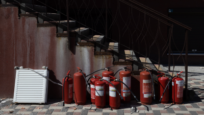 Lots of fire extinguishers